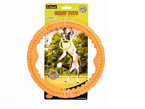 Elite Dog Toys Frisbee Dog Chew Toy Ring Aggressive Chewers Durable Pet Flying Discs Toy Mango Flavor TPR Material,Orange (ring)