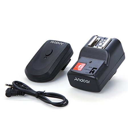 Andoer Wireless Remote Speedlite Flash Trigger Universal 4 Channels with 1 Receiver for Canon Nikon Pentax Olympus  PC Sync Cord(2.5mm to PC)