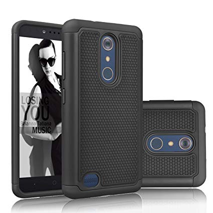 Njjex ZTE Zmax Pro Case, For ZTE Carry Case, [Nveins] Shock Absorbing Hybrid Dual Layer Rubber Plastic Impact Armor Defender Bumper Rugged Hard Case Cover Shell For ZTE ZMAX Pro/Carry Z981 [Black]