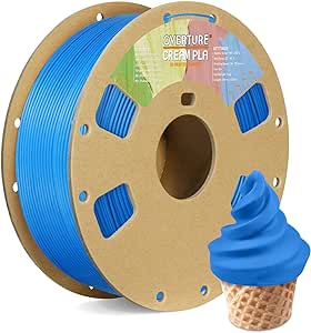 OVERTURE Cream PLA Filament, Cardboard Spool, Premium PLA 1kg(2.2lbs), Dimensional Accuracy 99% Probability +/- 0.03mm,Fit Most FDM Printer (Cream Blue)