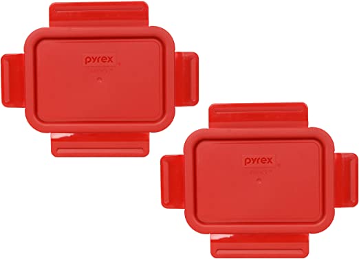 Pyrex 8602 4-Lock/Freshlock Poppy Red Replacement Lid Cover - 2 Pack