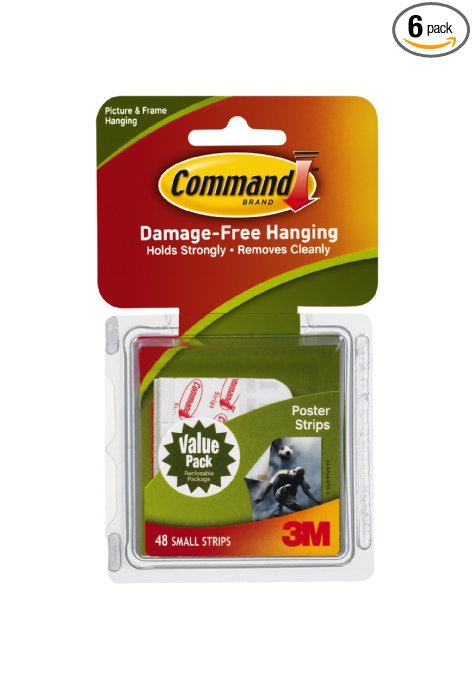 Command Poster Hanging Strips Value Pack, Small, White, 48-Strip, 6-Pack