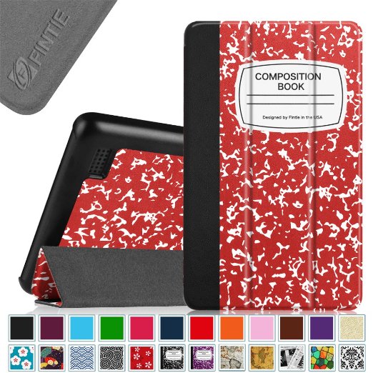 Fintie SlimShell Case for Fire 7 2015 - Ultra Slim Lightweight Standing Cover for Amazon Fire 7 Tablet (will only fit Fire 7" Display 5th Generation - 2015 release), Composition Book Red
