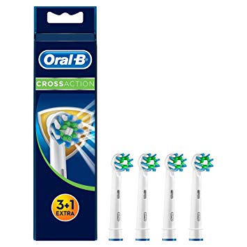 Braun Oral-B 4210201207238 Oral-B CrossAction Toothbrush Heads with Bacterial Protection and Prevents Bacterial Growth on The Bristles Pack of 4