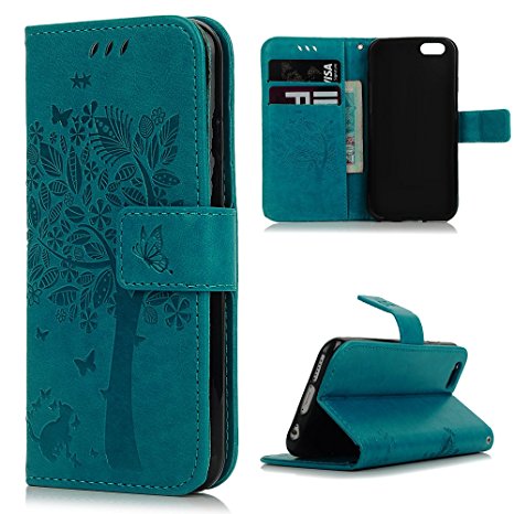 iPhone 6 Case,iPhone 6S Case (4.7 inch), YOKIRIN [Wallet Case] Premium Soft PU Leather Notebook Wallet Embossed Flower Tree Design Case with [Kickstand] Stand Function Card Holder and ID Slot Slim Flip Protective Skin Cover for iPhone 6 ,iPhone 6S, Green