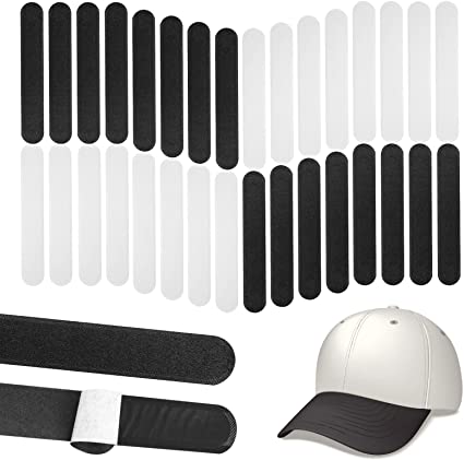 Yolev 40 Pcs Hat Sweat Liner Golf Hat Size Reducer Pad Absorbent Sweat Breathable for Men and Women Cap Black,White