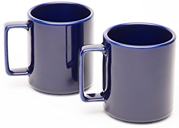 American Mug Pottery Ceramic Square Handle Coffee Mug, Made in USA, Cobalt Blue, 17 oz - Pack of 2