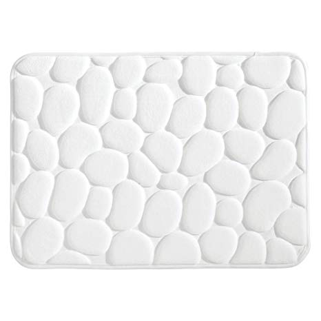 InterDesign Bathroom, 24" x 17", Memory Foam Pebble Mat-Small-White