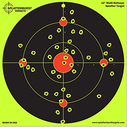 10 Pack - 12 inch Multi Bullseye - Splatterburst Shooting Targets - Gun - Rifle - Pistol - AirSoft - BB Gun - Pellet Gun - Air Rifle