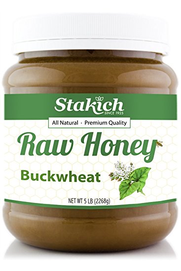 Stakich BUCKWHEAT Antioxidant RAW HONEY 5-LB, Pure, Unprocessed, Unheated, KOSHER