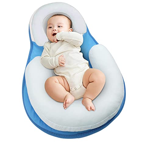 Baby Lounger Baby Nest Co-Sleeping for Baby Pillow,Comfort Newborn Lounger Baby Sleep Positioning Adjustable Portable Snuggle Bed Mattress for 0-6 Months Infant (Blue)