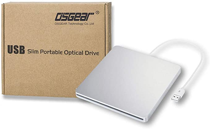 OSGEAR USB Portable Slim Slot in External 8X DVD Combo Reader 24X CD RW ROM Drive for Apple PC Mac Laptop Desktop Enclosure Housing Box Caddy Case