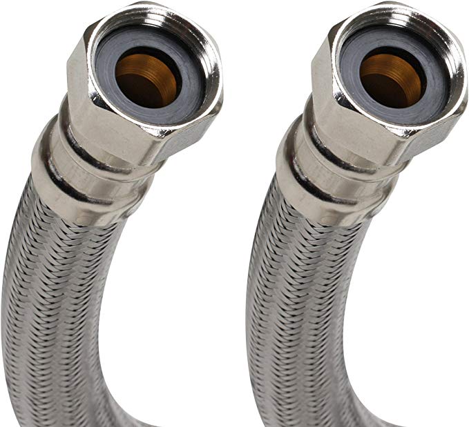 Fluidmaster B1H24 Stainless Steel Water Heater Connectors - 3/4" Female Iron Pipe x 3/4" Female Iron Pipe, 24" Length