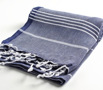 Cacala 100 Cotton Pestemal Turkish Bath Towel 37 x 70 Dark Blue