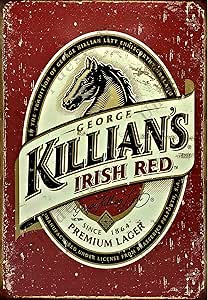 UNiQ Designs Killians Beer Sign Killians Irish Red Vintage Metal Beer Tin Signs Bar Signs Vintage Beer Wall decor Alcohol Signs Beer Funny Signs for Bar Beer Decorations Bar Sign Decor 12x8