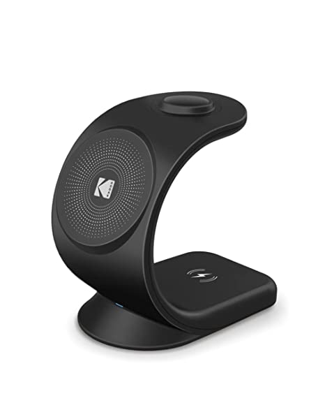 KODAK WCM500 15W Magnetic [3-in-1] Wireless Charging Stand | Made in India | Compatible with Mag-Safe on iPhone 14 Series/iPhone 13 Series/iPhone 12 Series - Black KD40006