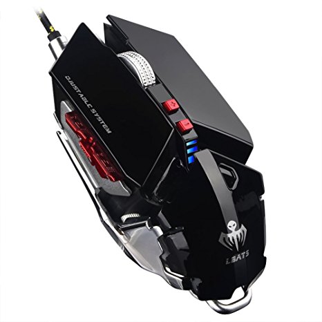 LBATS X9-Black Professional Gaming Mouse with Adjustable System, Black