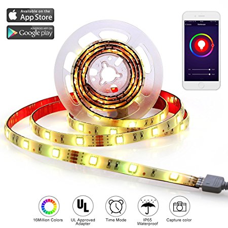 LED Strip Led Light Strip RGB Led Tape Strip Lights With Wifi Wireless Smart Phone Controlled 6.5Ft(2M)Strip Light Kit 5050 DC 12V DIY Flexible Waterproof Working with Android and IOS System, Alexa