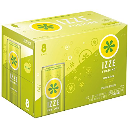 IZZE FUSIONS Sparkling Beverage, Lemon Lime, 12 oz Cans, 8 Count