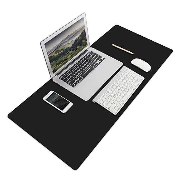 Vaydeer Pu Leather Desk Pad Mat Blotters XL Protector Smooth Organizer with Comfortable Working Writing for Office and Home Ultra Thin Waterproof Dual Sided Black 27.5 x 15.7inch