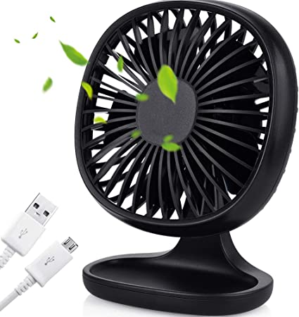 AYOUYA Desk Fan USB Fan Strong Wind Cooling Fan with Adjustable Head, 3 Speeds, Mini Size Desktop Fan Table Fan Computer Fan for Home Office Outdoor Travel (Black)