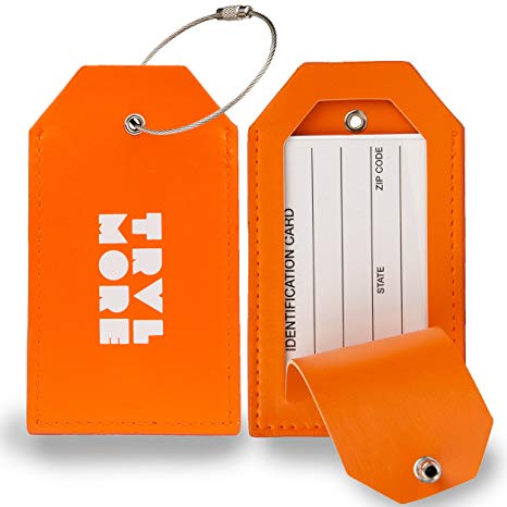 TravelMore PU Leather Luggage Tags For Suitcases - Travel Identifier Labels Set For Bags & Baggage (2,4 & 7 Pack)