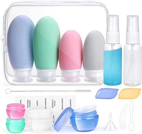 18 Pcs Travel Bottles Set for Toiletries, Opret Silicone Travel Containers 30/60/89ml TSA Approved Leak Proof Refillable BPA Free Travel Accessories for Shampoos, Conditioner and Lotion