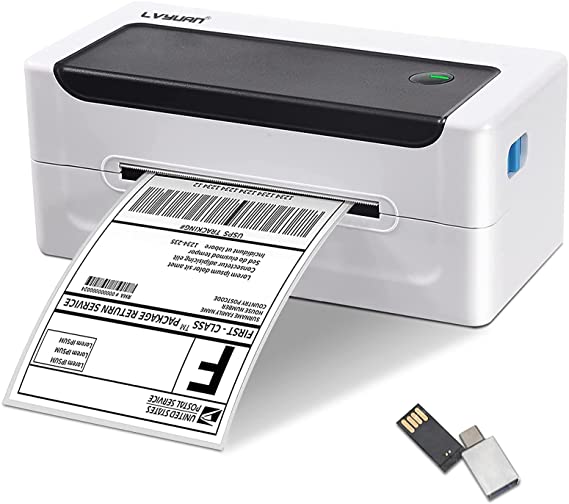 LVYUAN Label Printer for Shipping Packages, 4x6 USPS Shipping Label Printer Easy Setup on Windows, Mac & Linux, Thermal Label Printer Desktop Barcode Printer for Ebay Amazon Shopify Esty UPS