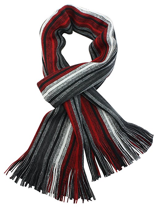 Dahlia Men's 100% Fine Acrylic Colorful Striped Knit Long Scarf