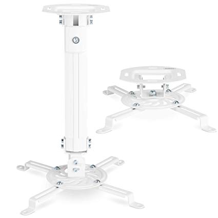 VonHaus Universal Adjustable Ceiling Projector Mount Wall Bracket with 22.8" Extending Arm Full Motion Tilt Swivel 29.8lb Max Weight - White