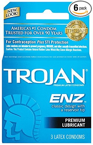 Trojan ENZ Lubricated Condoms, 3 Count (Pack of 6)