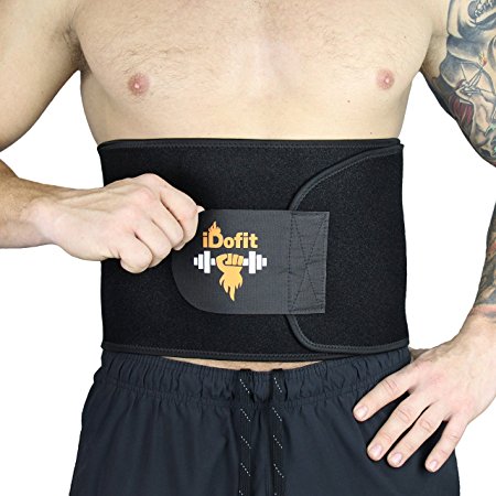 iDofit Premium Adjustable Waist Trimmer Belt - Sauna Belt Weight Loss Band Slimming Stomach Wrap Belly Fat Burner Sweat Tummy Wraps Abdominal Slimmer Lumbar And Low Back Support For Men and Women