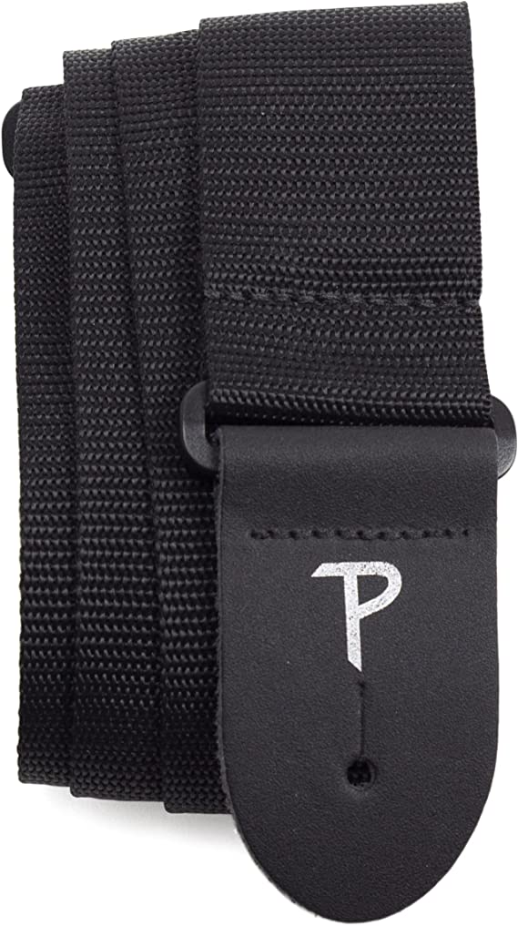 Perri's Leathers Ltd- Guitar Strap-Nylon-Black- Leather Ends-Adjustable- For Acoustic/Electric/Bass Guitars (NWS20-98)