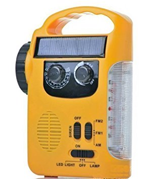 MAYMOC Outdoor Wind up Torch, Solar LED Flashlight Lantern and Emergency Light Rechargeable with AM / FM Radio Emergency Flashlight & Phone Charger for Walking, Hiking, Camping, Home, Garden, Holiday (Yellow)