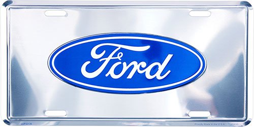 Ford Logo Deluxe Silver License Plate