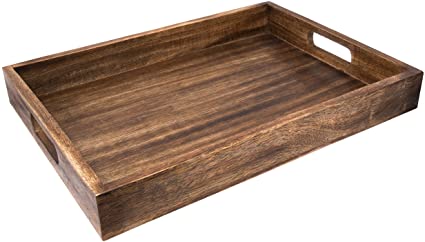 GoCraft Handmade Classic Wooden Tray Large Size | Serveware Kitchen Accessories Tray - 16.5"