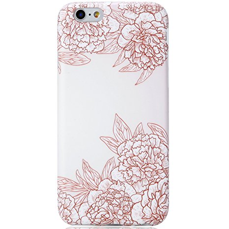iPhone 6 Flower Case, VIVIBIN Anti-Scratch&Fingerprint,Shock Proof Soft Case,IMD Full Cover TPU Case for iPhone 6 / 6s 4.7",024-Champagne-Flowers