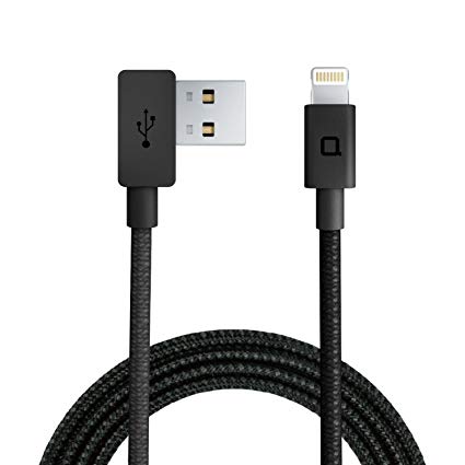 nonda ZUS [Apple MFi Certified] Super Duty Lightning Cable with Aramid Fiber[4foot/1.2meter, 90-degree], Charger and Data Sync for iPhone, iPad, iPod (Black)