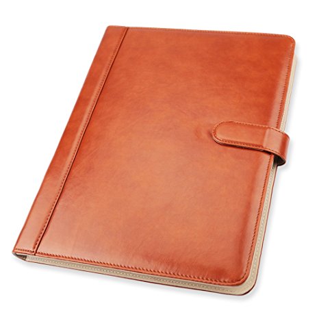 Padfolio Business/Resume Portfolio, AHGXG Leather Folder with Clipboard Document Organizer with Paper Clip, Legal Writing Pad, Pen Holder, Magnetic Closure and Pockets Contrast Stitch for Interview