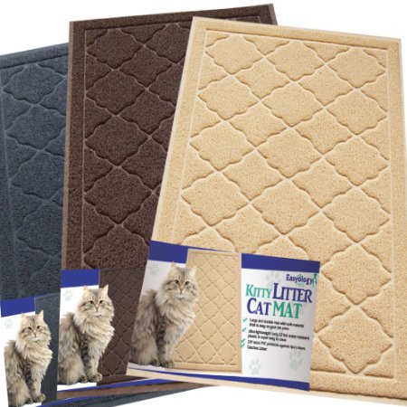 Easyology Premium Cat Litter Mat - XL Super Size - Best Extra Large Scatter Control Kitty Litter Mats for Cats Tracking Litter Out of Their Box - Soft to Paws- Elegant for Your Home- Patent Pending