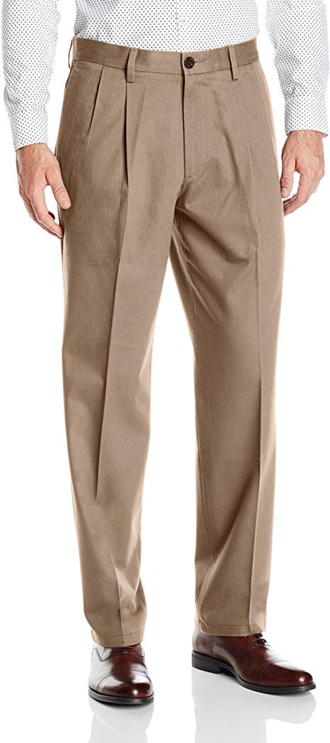 dockers Men's Classic Fit Signature Khaki Lux Cotton Stretch Pants-Pleated