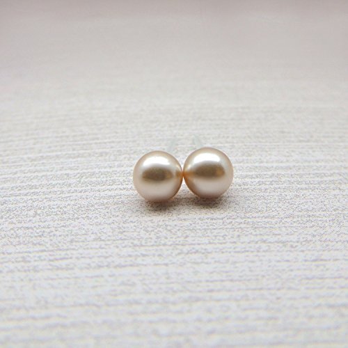 6mm Champagne Simulated Pearl Earrings on Hypoallergenic Plastic Posts for Metal Sensitive Ears