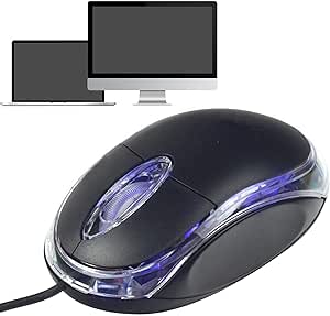 USB Wired Mouse - Stylish Design Mouse, Corded USB Computer Mouse | Quiet Button Ergonomic Shape Optical Mouse with Side Grips, Small Optical Lighting Mouse, Gamings Mouse with Lights for PC