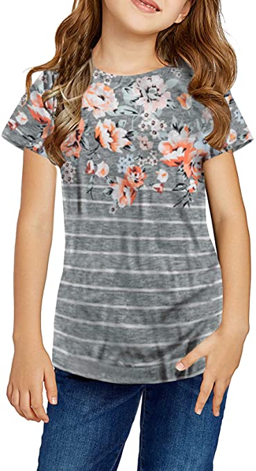 Dokotoo Girls Short Sleeve Shirts Sweat Girls' Tops, Tees & Blouse