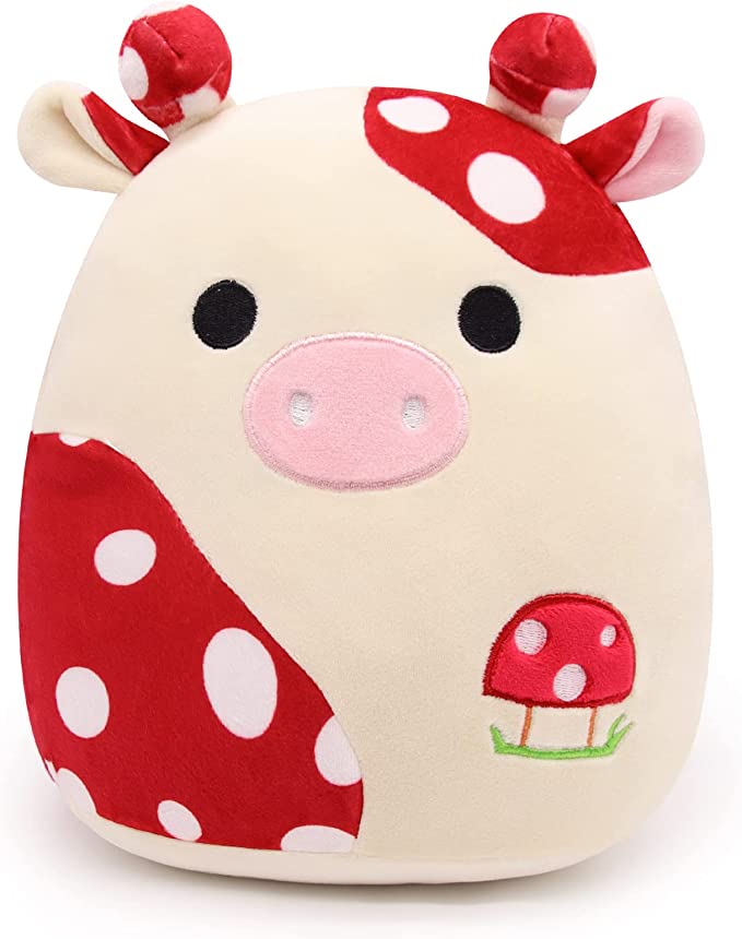 CHUDATOM Cow Plush Pillow Cow Stuffed Animals, Cute Stuffed Animal Cow Plushie, Soft Mushroom Plush Cow Pillow Kawaii Stuffed Cow Plush Toy for Kids Girls Boys Birthday Valentines Day