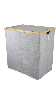 Twill Large Double Sorting Bamboo Laundry Hamper - 24 x 15.75 x 24"H