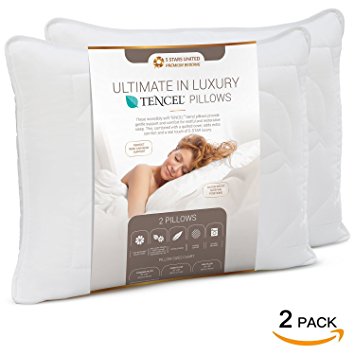 Luxury Tencel® Pillow for Sleeping - 100 Eco-Friendly Bedding Solution - Unique, Incredibly Soft Filling with Eucalyptus Extract- Extra Head and Neck Support. Truly Perfect - King Size (2-Pack)
