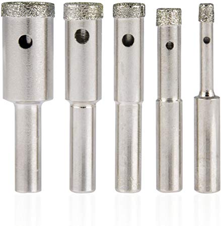 Neiko 00823A 1/4-Inch Shank Hole Saw Bits with Heavy Duty Diamond Dust Coating 5-Piece Set