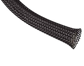 Techflex PTN0.25BK25 Flexo PET Braided Sleeve, 1/4" x 25' L, Black