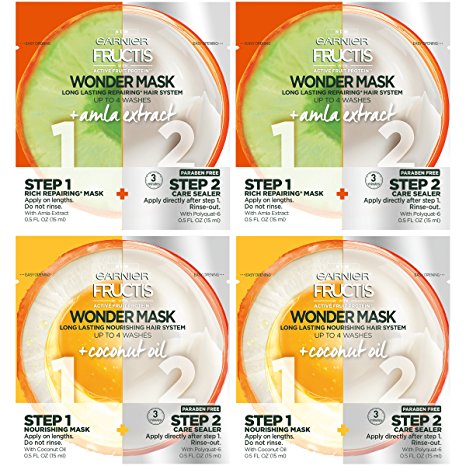 Garnier Hair Care Fructis Wonder Mask Coconut Oil & Amla Extract Multi-Pack, 4 Count